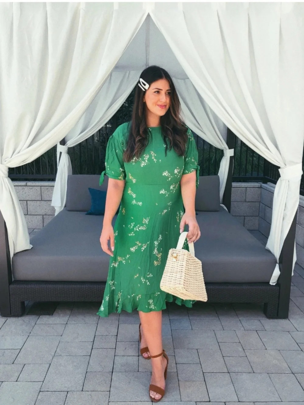 Faithfull The Brand Emilia Midi Dress Myrtille Floral Print Green L - Picture 7 of 12